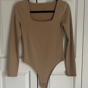 a new day Tan Ribbed Long Sleeve Bodysuit